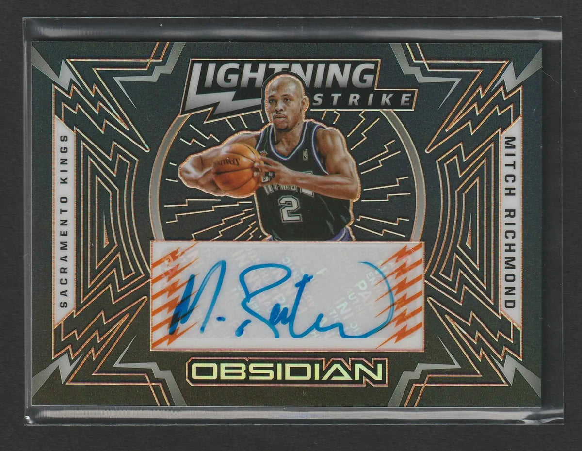 Schwarze und goldene basketball trading card mitch richmond sacramento kings mit autograph 2020-21 panini obsidian