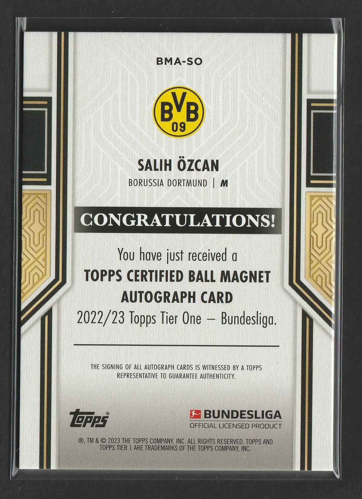 Bvb 09 salih özcan borussia dortmund signierte schwarz topps zertifizierte ball magnet autograph karte 2022/23