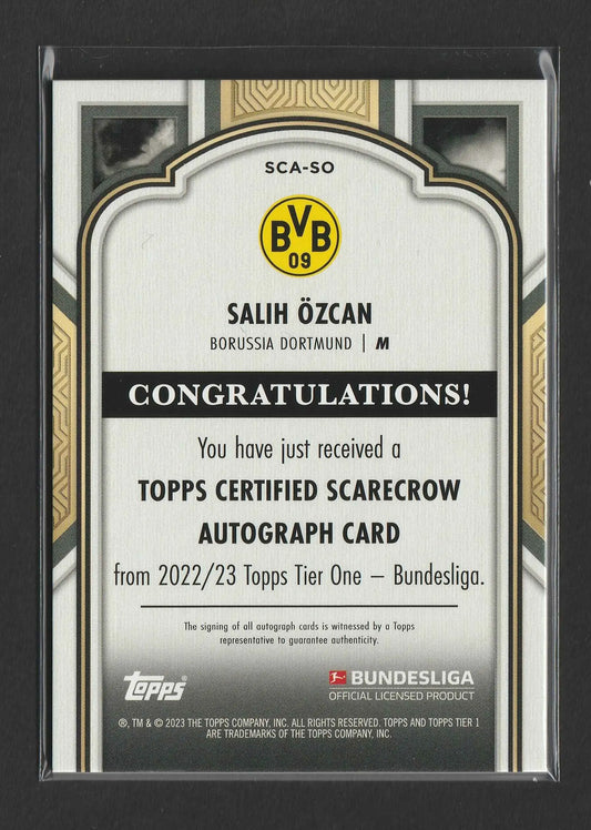 Weiß und gold gerahmte topps zertifizierte autograph karte von salih özcan borussia dortmund 2022/23