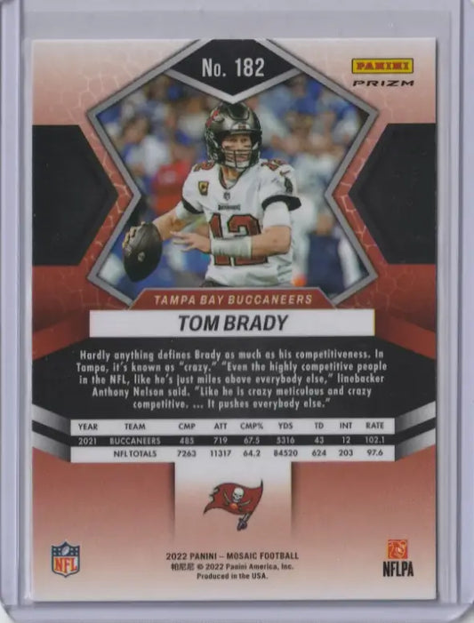 Tom Brady 2022 panini mosaic grüne prizm fußballkarte in Tampa Bay Buccaneers uniform nummer 12